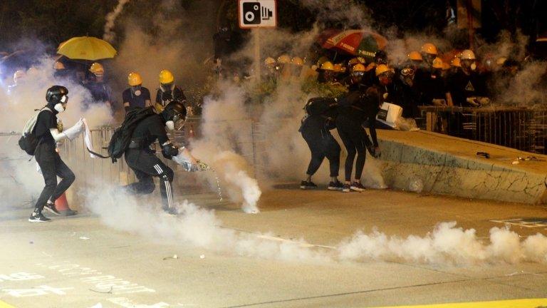 Demonstrators in Hong Kong