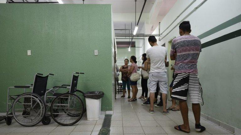 People line up to receive the yellow fever vaccine at a public health post in Caratinga, in the southeastern state of Minas Gerais, Brazil, on January 13, 2017.