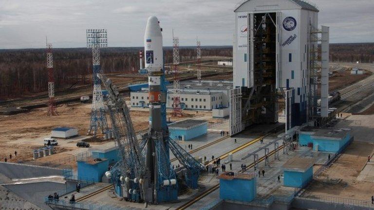 Soyuz 2 rocket at the Vostochny space centre in eastern Russia, 23 April 2016