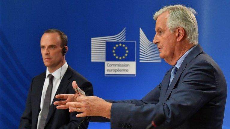 Dominic Raab and Michel Barnier