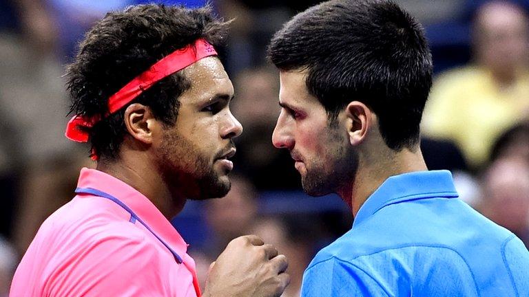 Jo-Wilfried Tsonga and Novak Djokovic