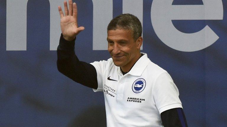 Chris Hughton, Brighton manager, at the club's victory parade