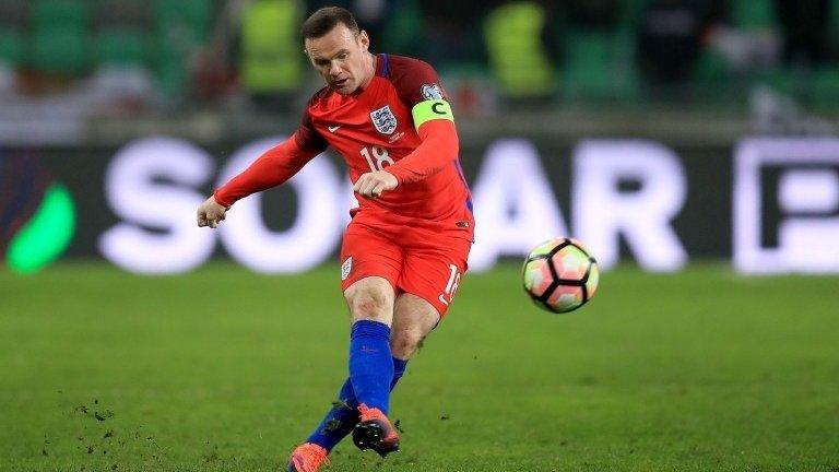 Wayne Rooney in action for England v Slovenia