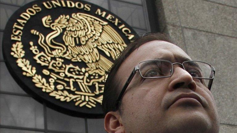 In this Aug. 5, 2016, file photo, Veracruz Gov. Javier Duarte stands outside the Attorney General's headquarters in Mexico Cit