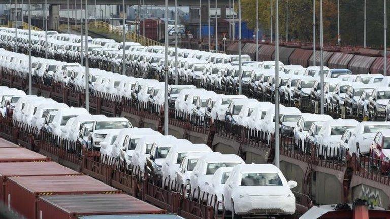 VW cars awaiting transport