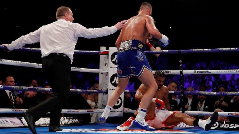 David Haye goes down