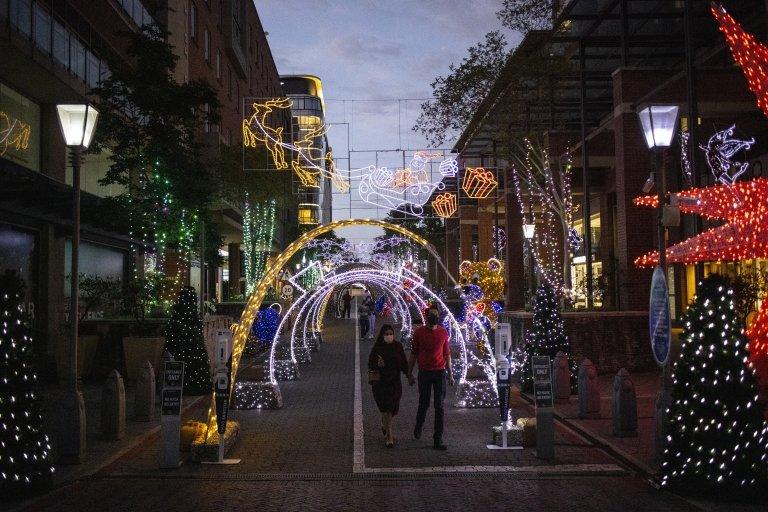 Christmas lights at the annual lights festival at the Melrose Arch shopping mall in Johannesburg, South Africa