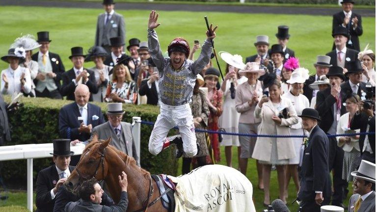 Frankie Dettori after winning on Galileo Gold