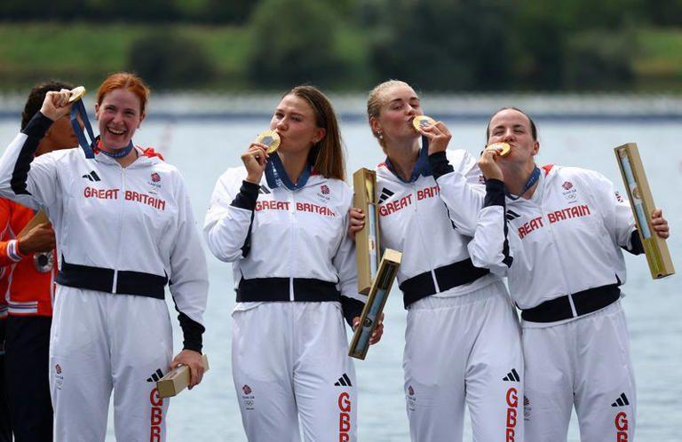 Rowing - Women's Quad. Sculls Victory Ceremony