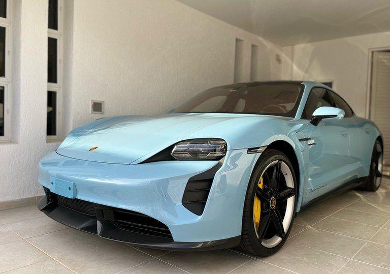 A blue Porsche.