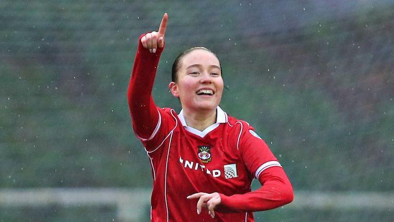 Wrexham's Faye Hillier-Knox celebrates