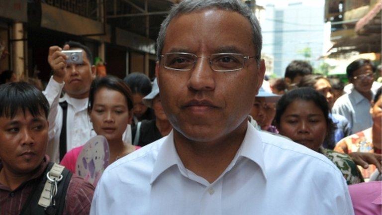 UN special envoy Surya Subedi visits the Borei Keila community in Phnom Penh, Cambodia, on Wednesday