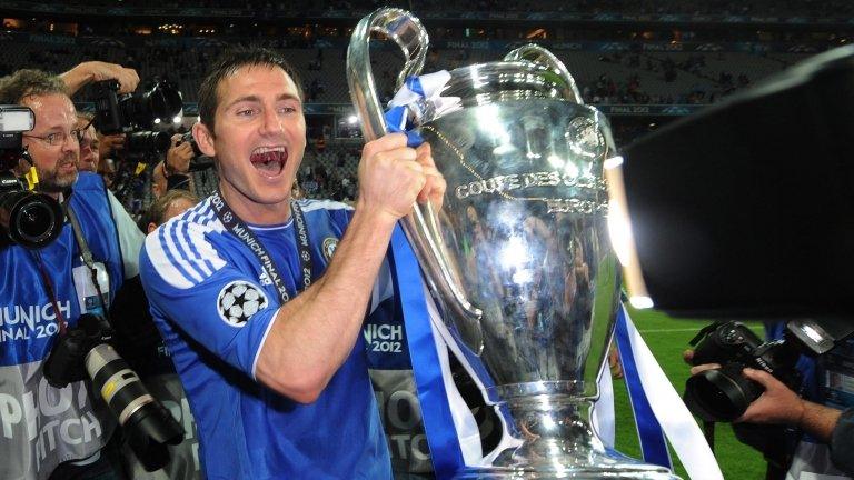 Frank Lampard holds the Champions League trophy