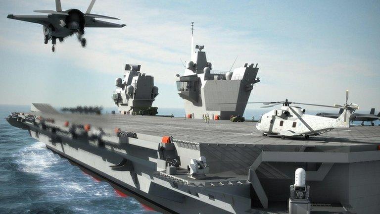 Computer-generated image issued by the MoD of an aircraft carrier