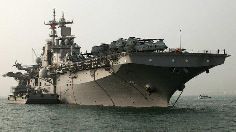 The USS Essex, a US Navy amphibious assault ship, arrives in Hong Kong on 16 November 2010 (file image)