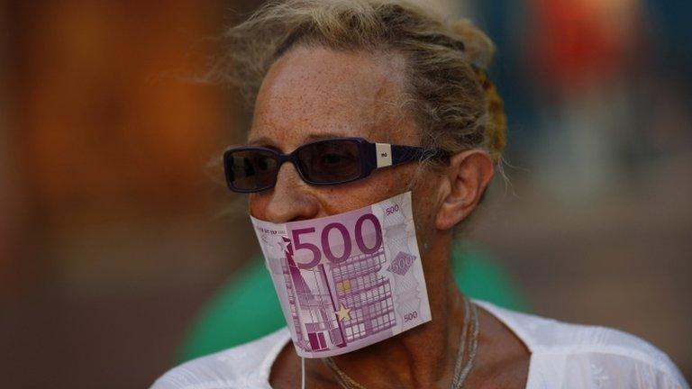 Woman at an anti-bailout protest in Malaga on 10 June