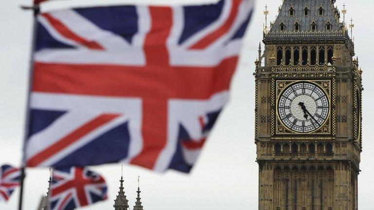 Union jack flying by the Houses of Parliament