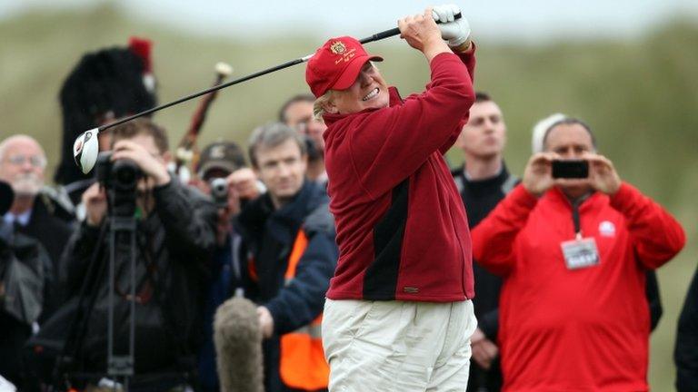 Donald Trump tees off