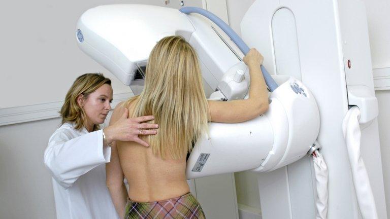 Woman has a breast X-ray (generic)