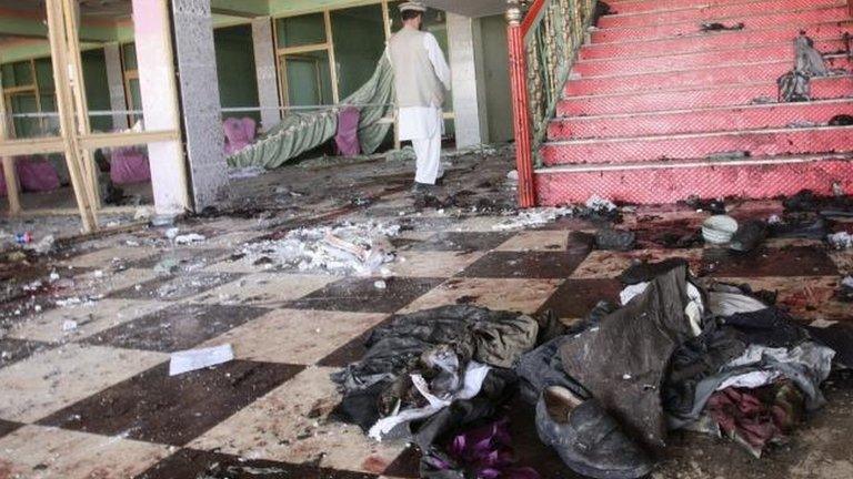 Aftermath of bomb which killed Ahmad Khan Samangani 14 July 2012