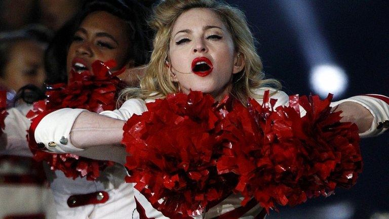 Madonna on stage at Murrayfield on 21 July