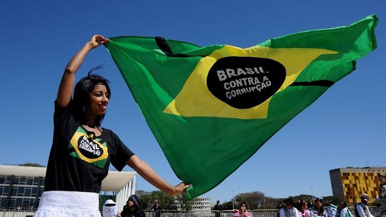 Protester outside the Brazilian Supreme Court