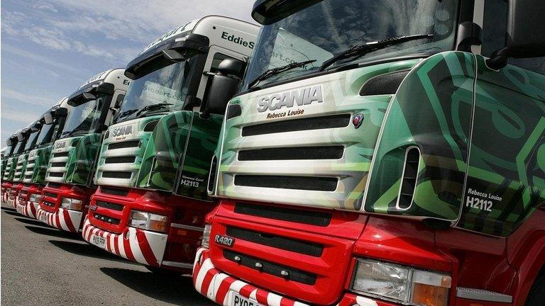 Fleet of Eddie Stobart trucks