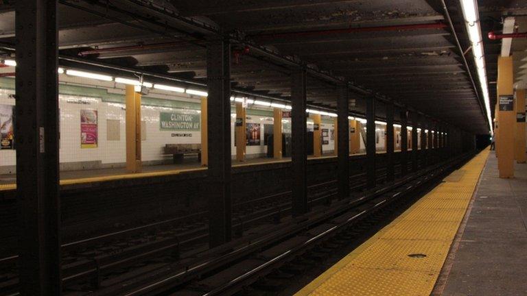 Empty New York subway station