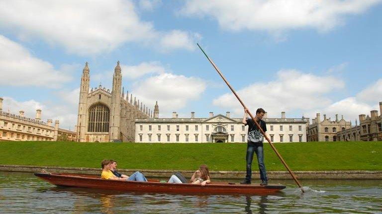 Punting in front of King's College, Cambridge