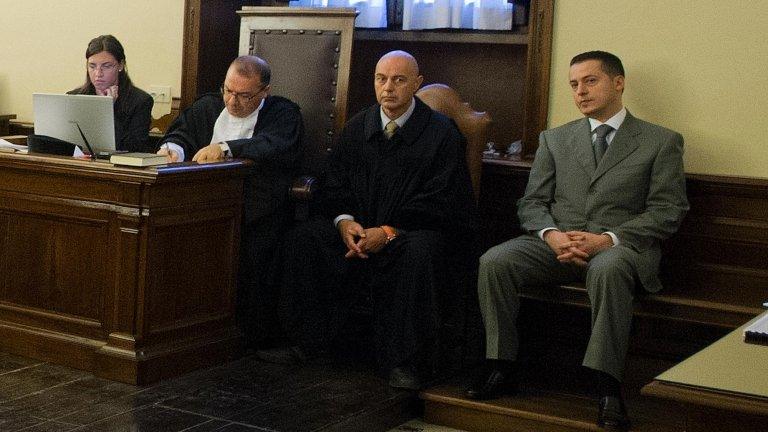 Paolo Gabriele (first from right) in court at the Vatican, 29 September