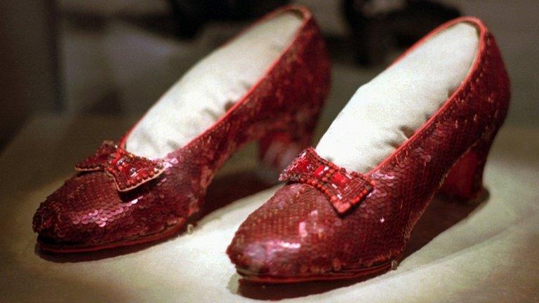 Ruby slippers worn by Judy Garland in The Wizard of Oz