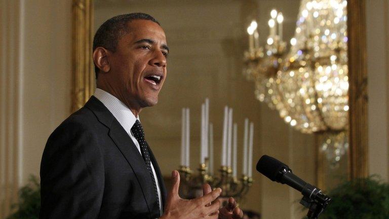 President Barack Obama speaks in East Room of the White House in Washington DC 9 November 2012