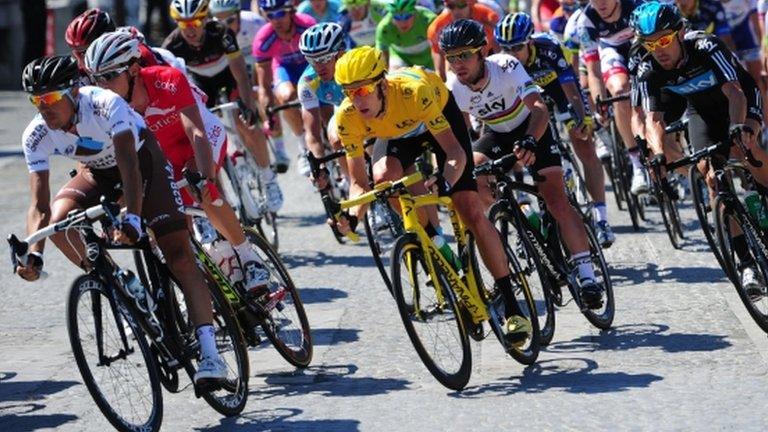 Cyclists on the Tour de France race