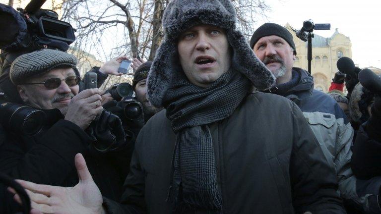 Alexei Navalny at a protest rally in Moscow, 15 December