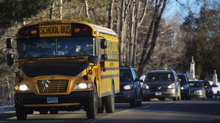 Sandy Hook children ride a school bus (3 January 2012)