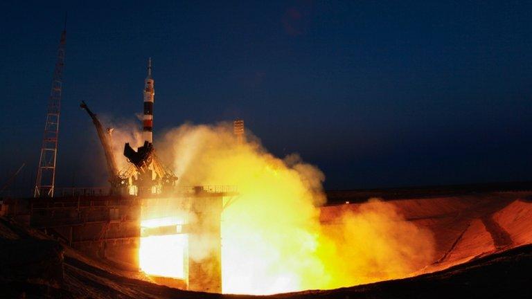 Launch of Soyuz TMA-07M carrying Chris Hadfield to the International Space Station 19 December 2012