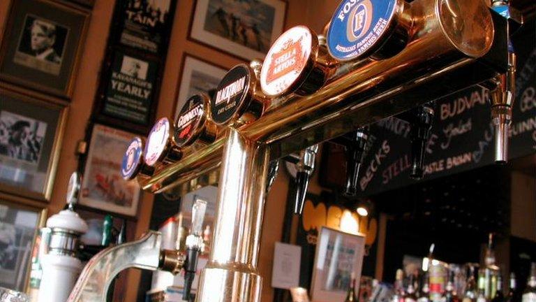 Beer taps in a pub