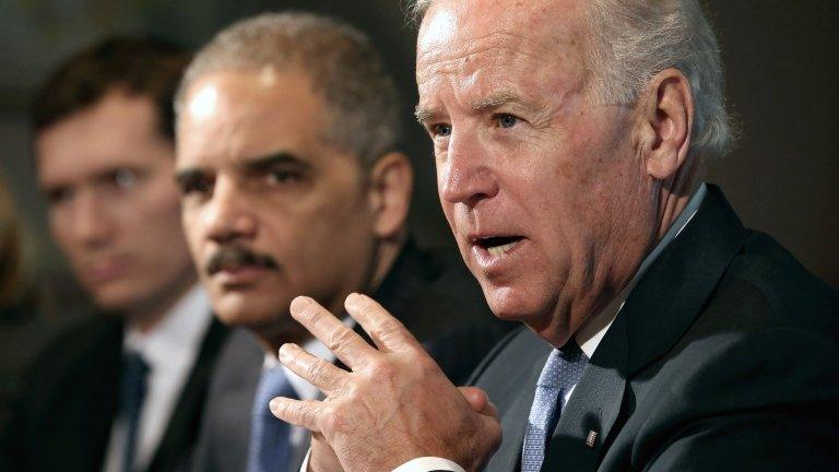 US Vice-President Joe Biden (right) with Attorney General Eric Holder 9 January 2013