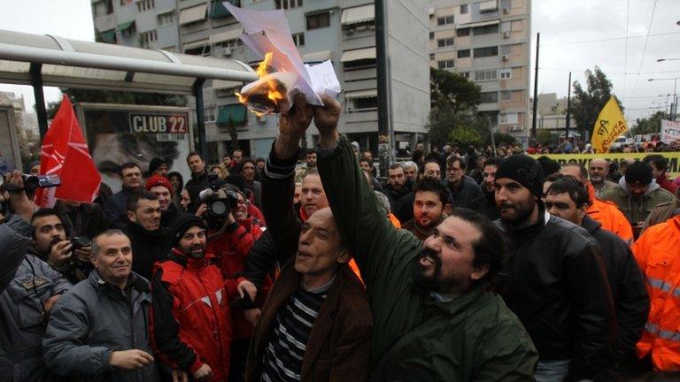 Greek metro workers protest against austerity