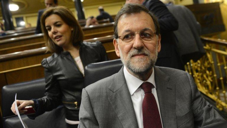 Spanish Prime Minister Mariano Rajoy in parliament in Madrid, 30 January