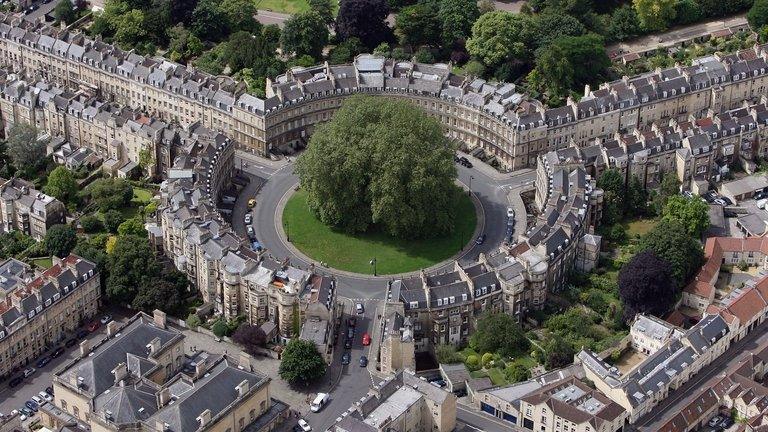 The Circus and surrounding roads in Bath