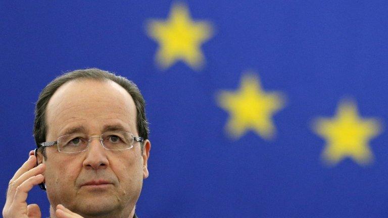 French President Francois Hollande speaking to the European Parliament in Strasbourg, 5 February