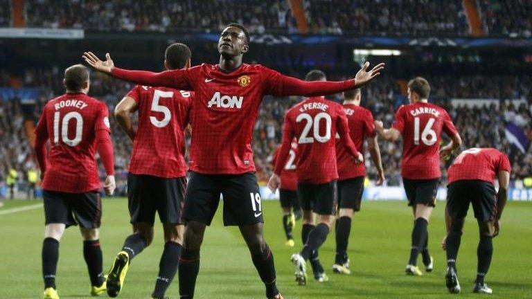 Danny Welbeck celebrating his opening goal against Real Madrid