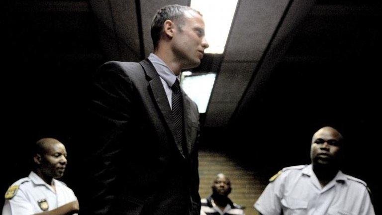 Oscar Pistorius leaves court, 15 Feb