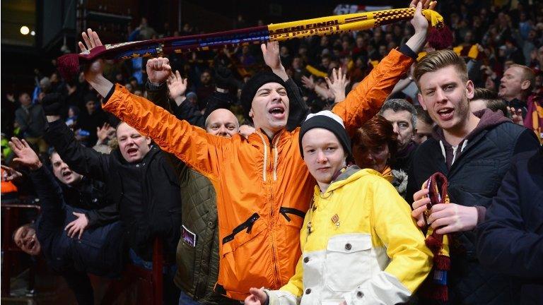 Bradford City fans at Aston Villa