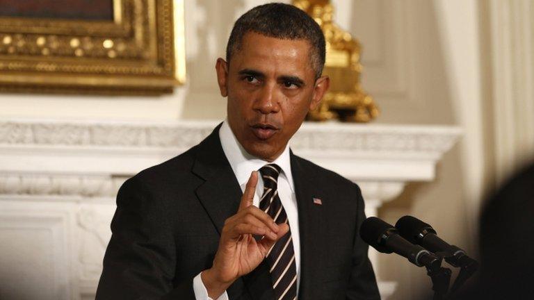 Barack Obama speaks to the National Governors Association in the State Dining Room of the White House in Washingto 25 February2013