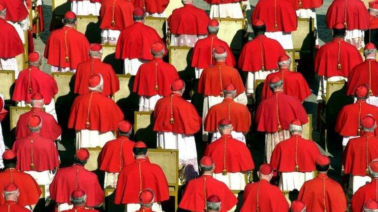 Cardinals on the steps of St Peters Basilica