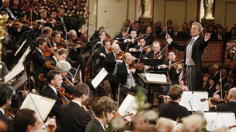 Austrian conductor Franz Welser-Moest and the Vienna Philharmonic Orchestra on 1 January 2013