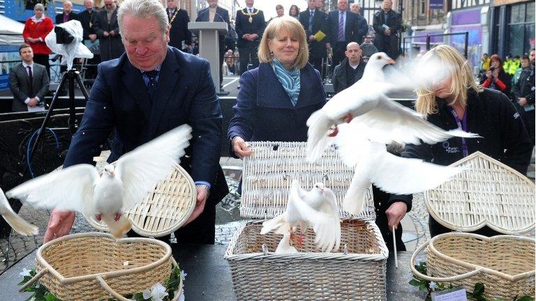 White doves released in Warrington