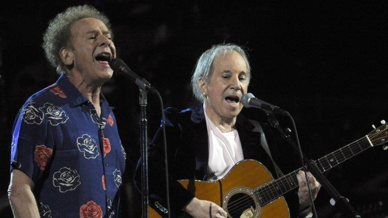 Paul Simon and Art Garfunkel performing in New York in 2009